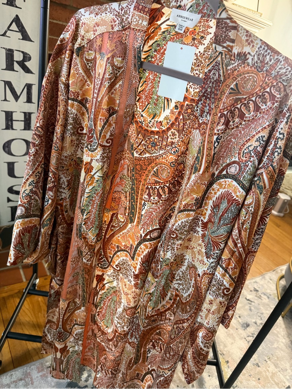 Rust Paisley Patterned Kimono - ANNIEWEAR